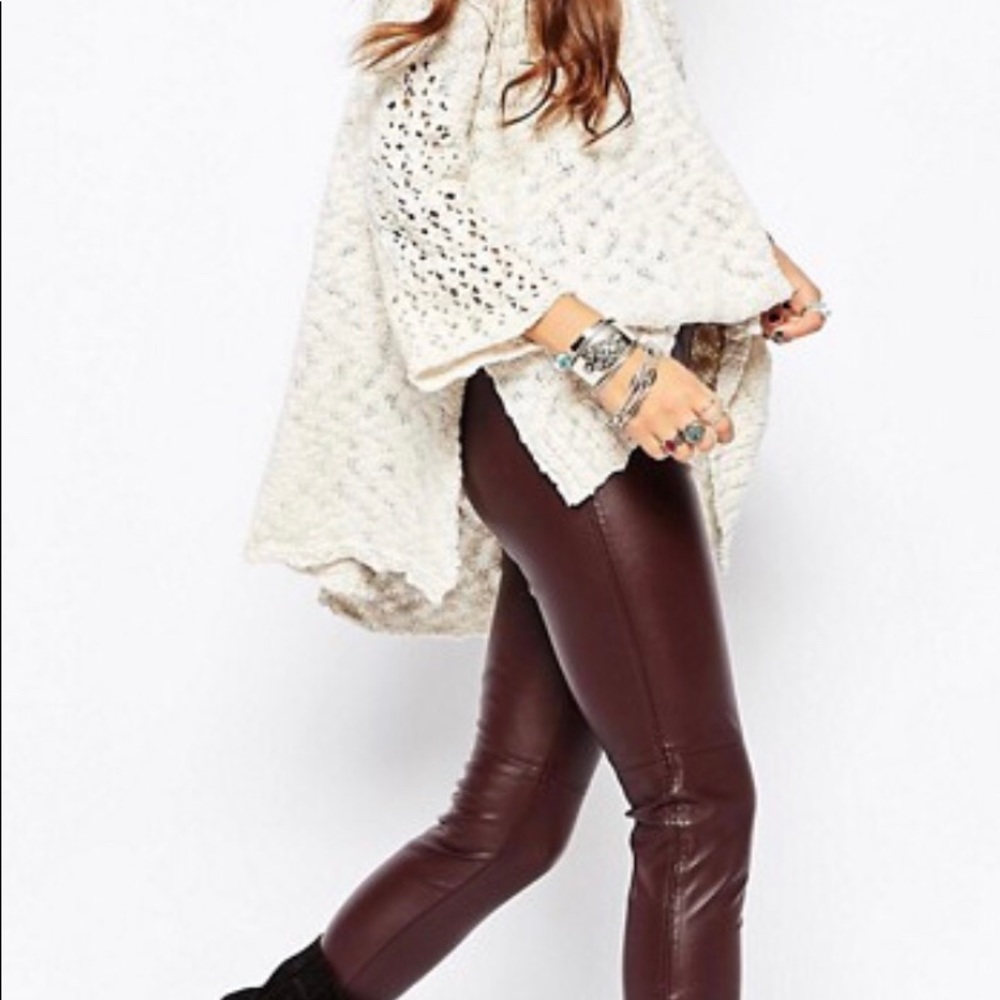 Free People Oxblood Vegan Leather Leggings